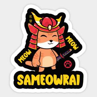 Meow Meow Samurai Cat Sticker